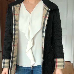 Burberry Black + Plaid Quilted Jacket Sz S